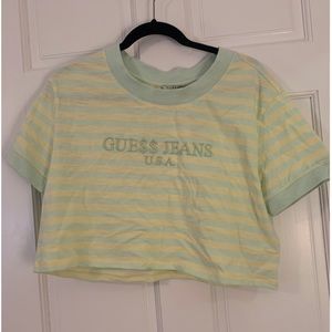 Guess ASAP Rocky Boxy Ringer Crop Tee Medium Green
